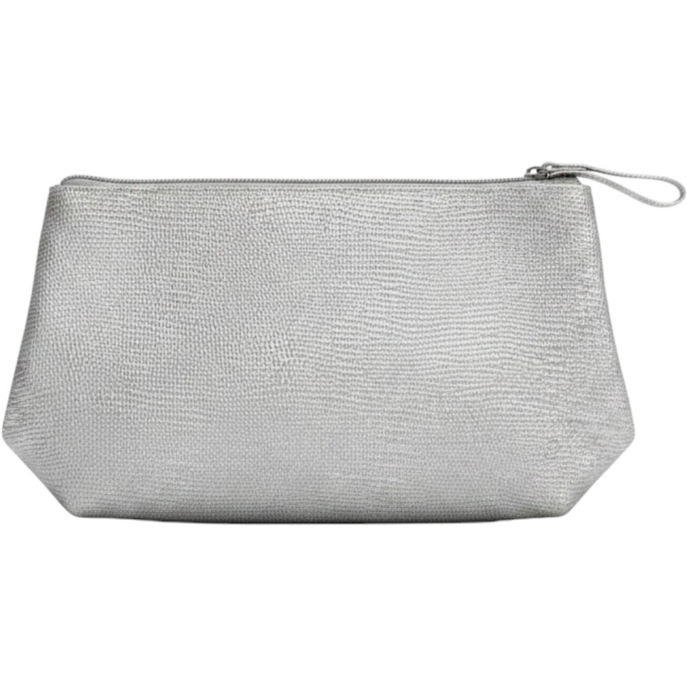 Lancome Pewter Lizard Embossed Cosmetic Bag Makeup Pouch Front‎ Pocket